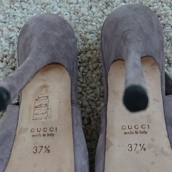 Gucci gray suede heels with buckle strap size 37.5 - Picture 7 of 9